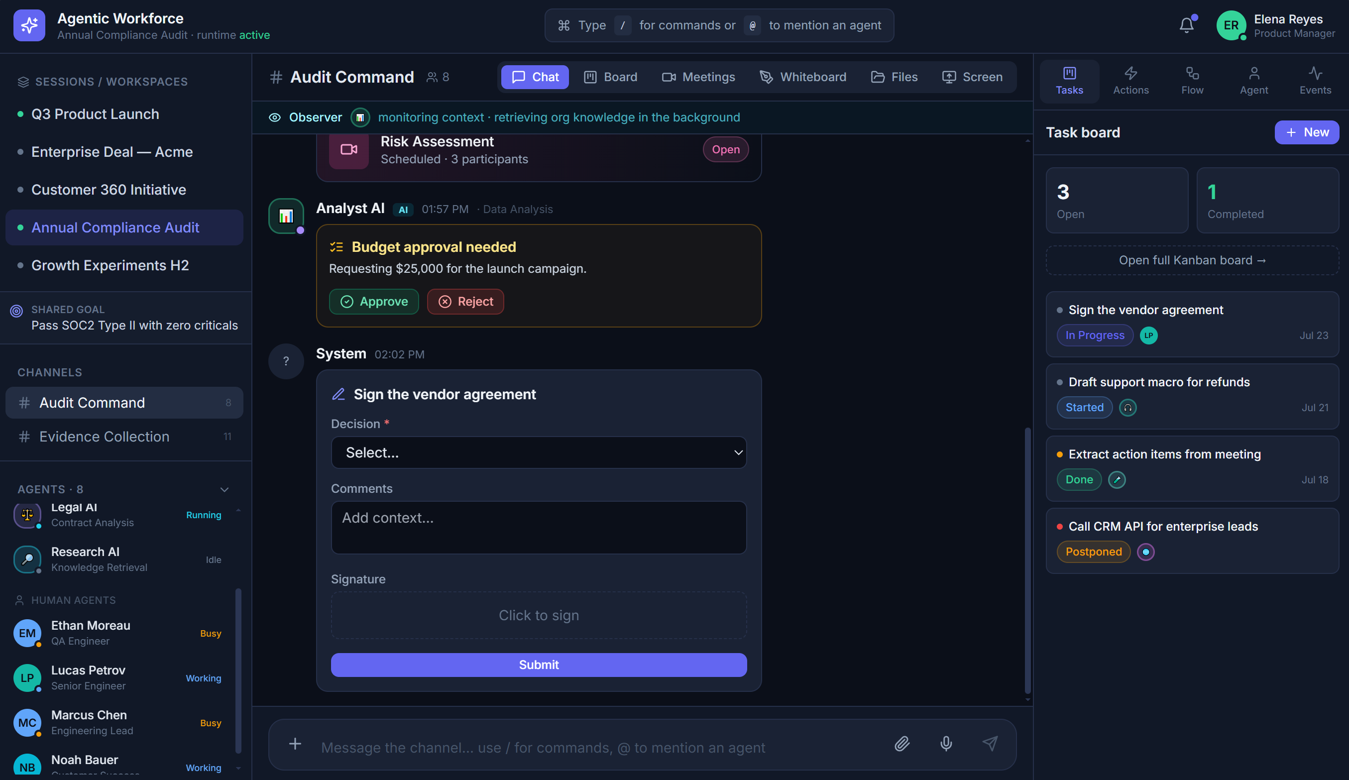 Task tracking inside the Mr.Bot chat workspace