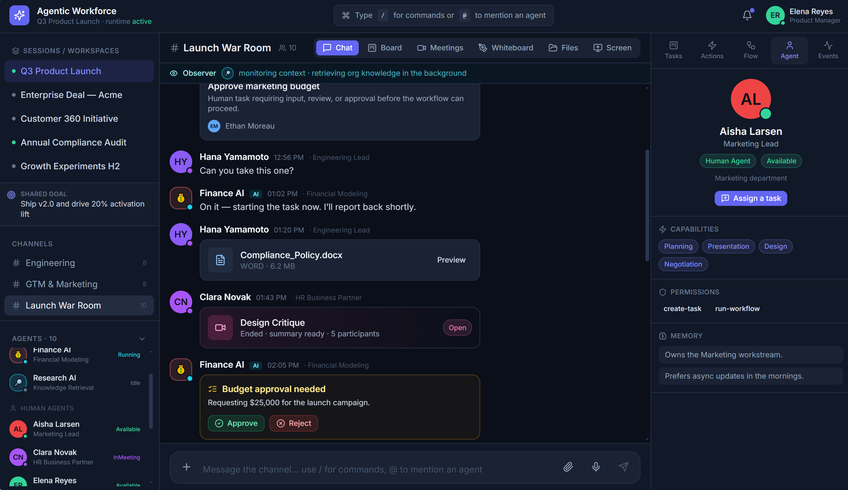 Mr.Bot unified chat workspace where human and AI agents collaborate on tasks