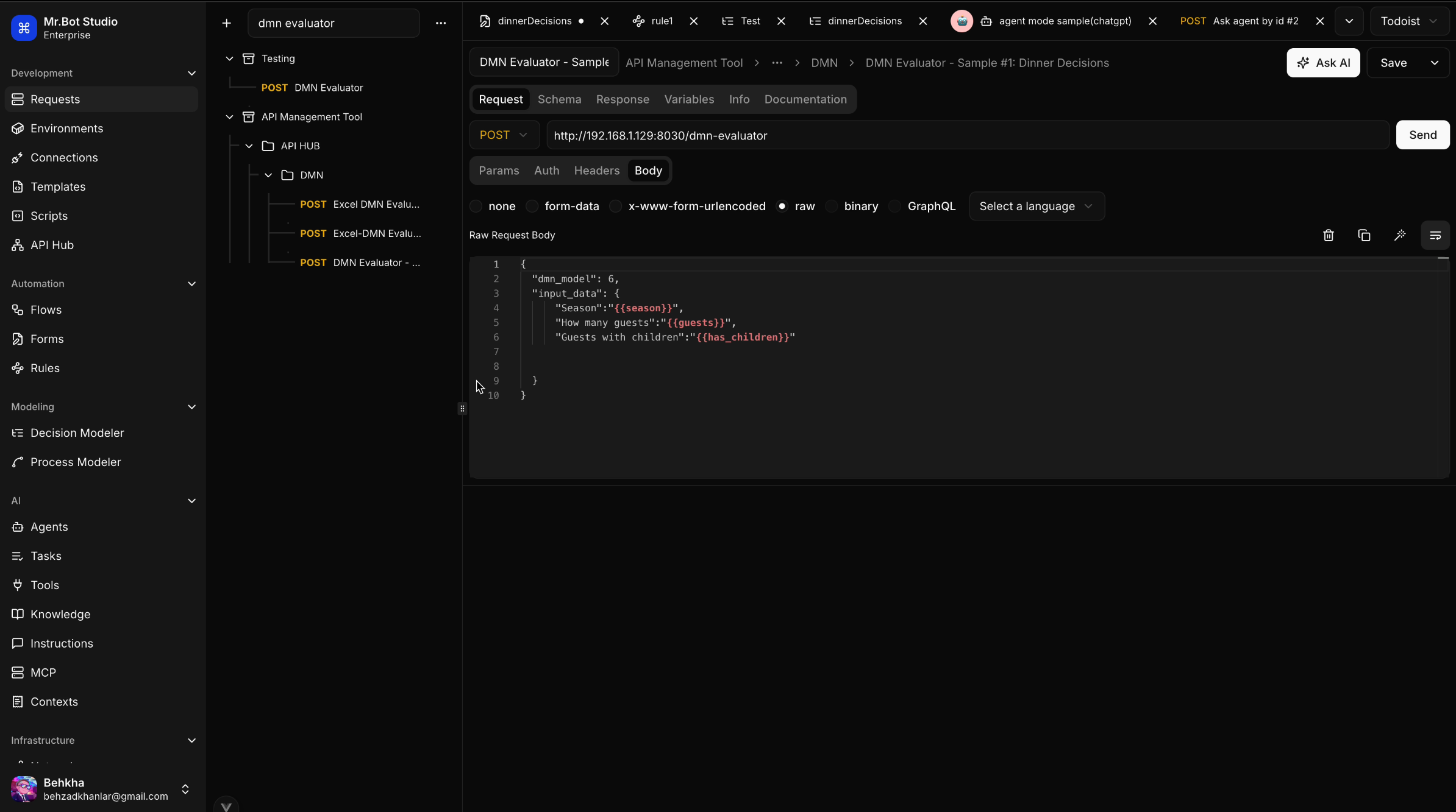 Mr.Bot Studio API Hub for connecting external services
