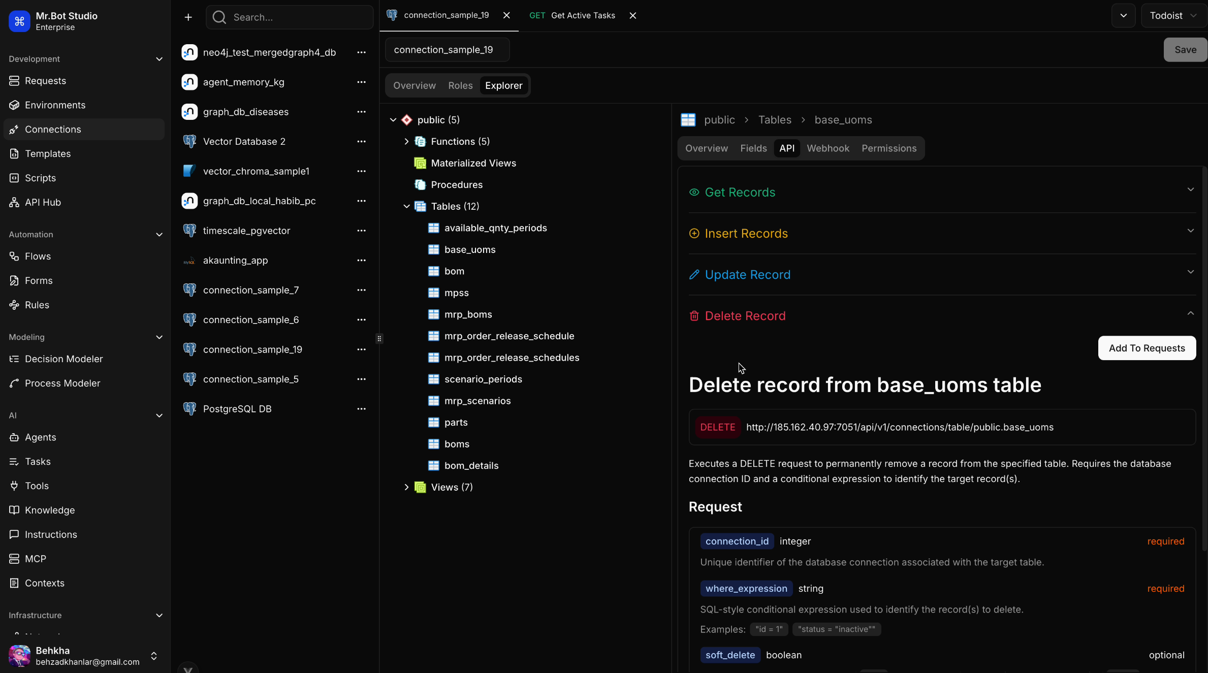 Mr.Bot Studio native database connections