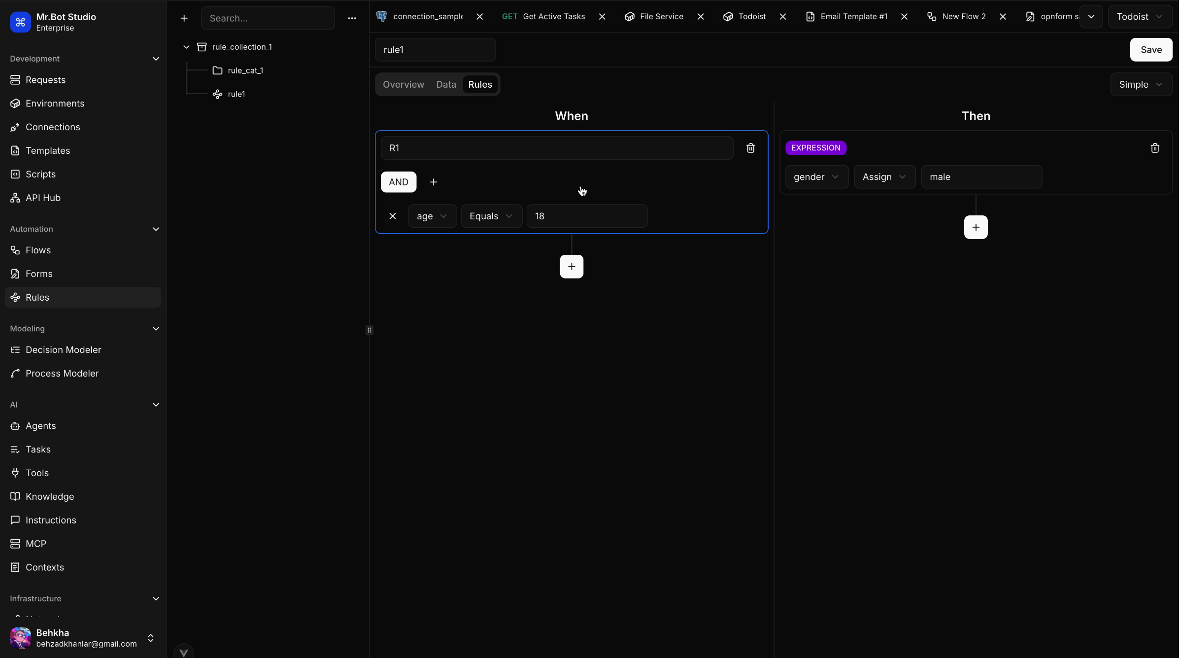 Mr.Bot Studio rules engine